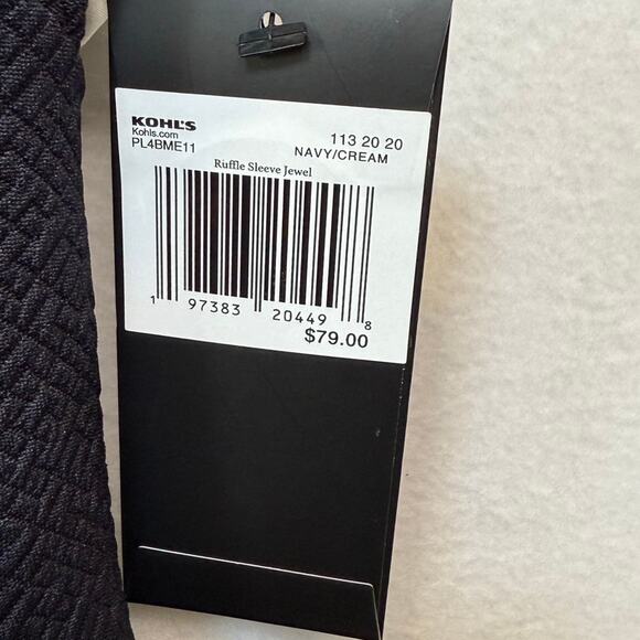 Andrew Marc Navy/Cream Flutter Sleeve Shift Dress, Size 16 NEW! - Picture 4 of 4